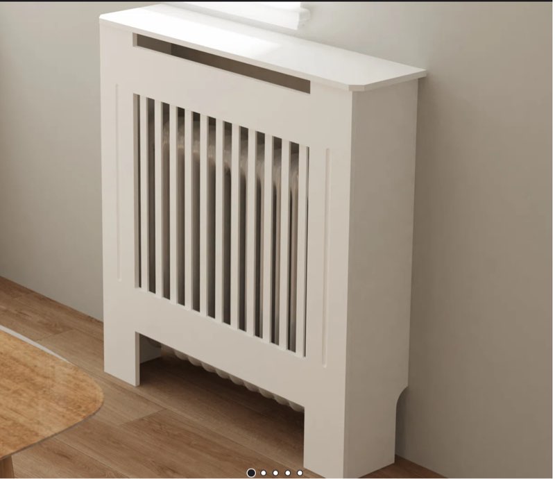 Tall Vertical Slats Radiator Cover Wood Cabinet Modern Radiators Shelf Thicken White INCOMPLETE 