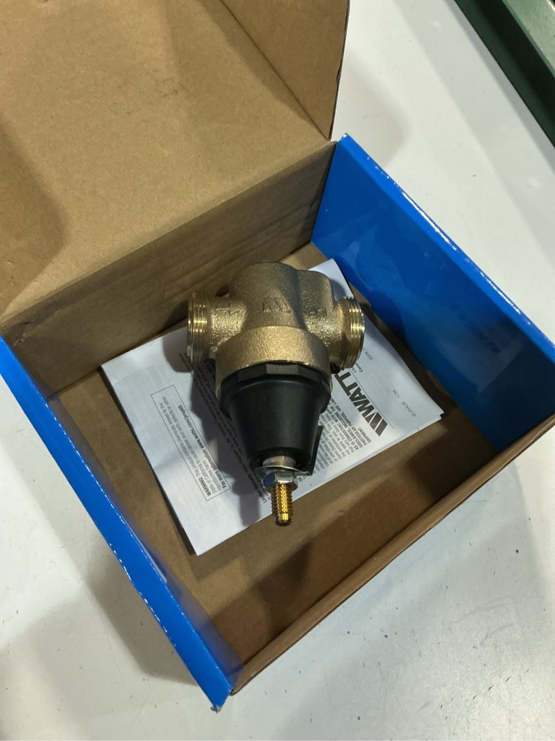 Condition photo showing As Is for watts 3/4 in. female threaded union brass water pressure reducing valve 3/4 in. fnpt