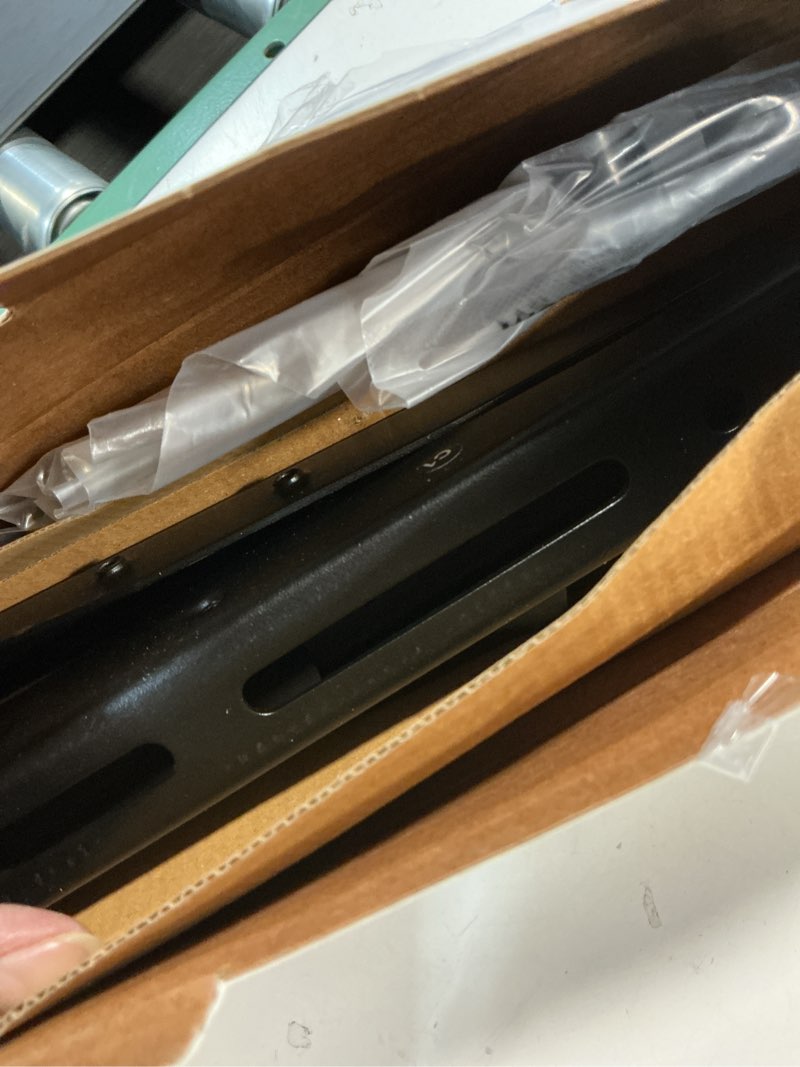 Condition photo showing As Is for onn. metal tabletop tv stand for 37  to 70  tvs  holds up to 110 lbs  black