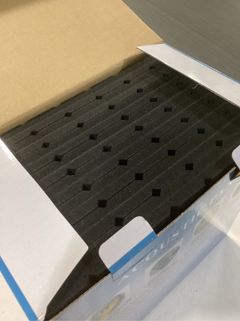 Condition photo showing Good Condition for 16 Pack Large Fold Soundproof Wall Panels,12 x 12 x 0.47 in Sound Proof Foam Panels for Walls, High Density, Thicker 0.47in, Acoustic Panels, Sound Dampening Panels Black 16 Pack charcoal-black