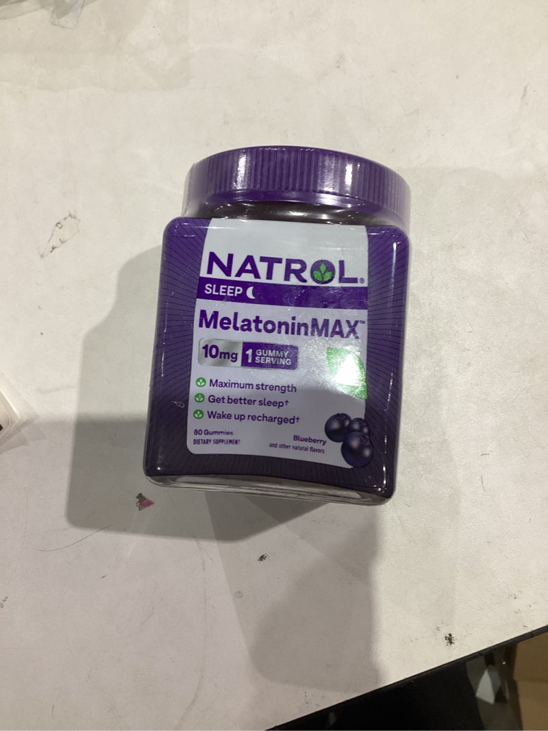 Condition photo showing New/Like New for Natrol MelatoninMax, Sleep Gummies for Adults, Blueberry Flavor, 10 mg, 80 Count, Up to an 80 Day Supply