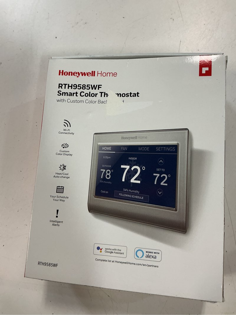 Condition photo showing As Is for honeywell home smart color built in wifi heating and cooling touch screen programmable thermostat