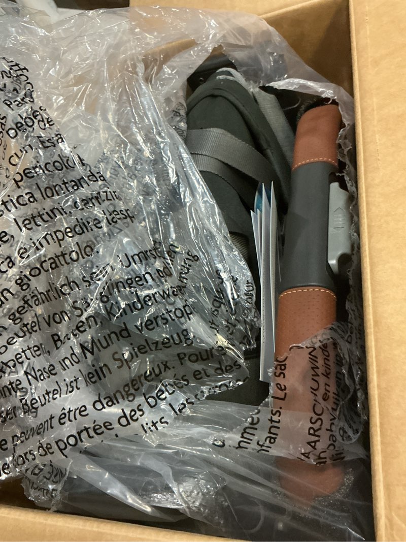 Condition photo showing New/Like New for UPPAbaby Minu V3 Travel Stroller - Lightweight + Compact Design - One-Hand Fold + Unfold - from Birth + Overhead Compatible - Greyson (Charcoal Mélange/Carbon Frame/Saddle Leather)