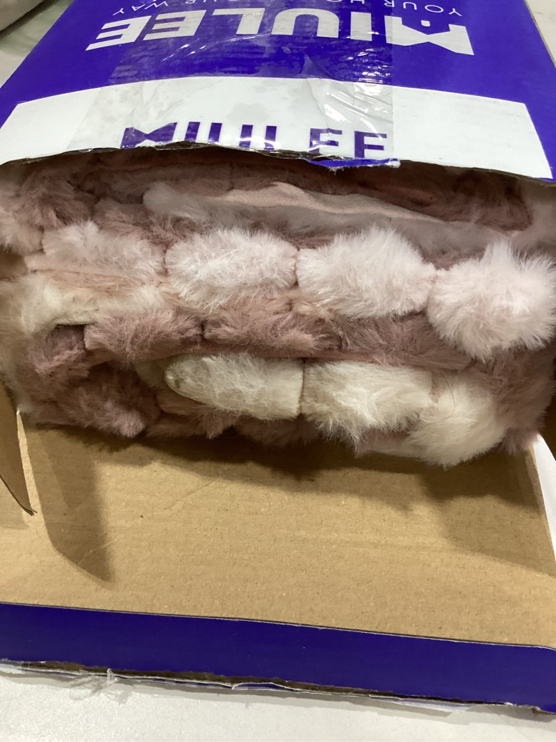 Condition photo showing Good Condition for MIULEE Faux Fur Plush Decorative Throw Pillow Covers 18x18 Set of 4, Valentine's Day Cute Modern Soft Romantic Fuzzy Striped Cushion Covers Girl for Sofa Couch Bed Living Room Cozy Home Decor,Pink 18" x 18" (Pack of 4) Pink