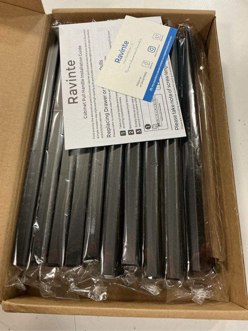 Condition photo showing Good Condition for ravinte 10 pack 8-4/5 inch square cabinet handles - matte black pulls for kitchen drawers and cabinets - hardware handles 9-1/4 inch (8-4/5 hole center) 10
