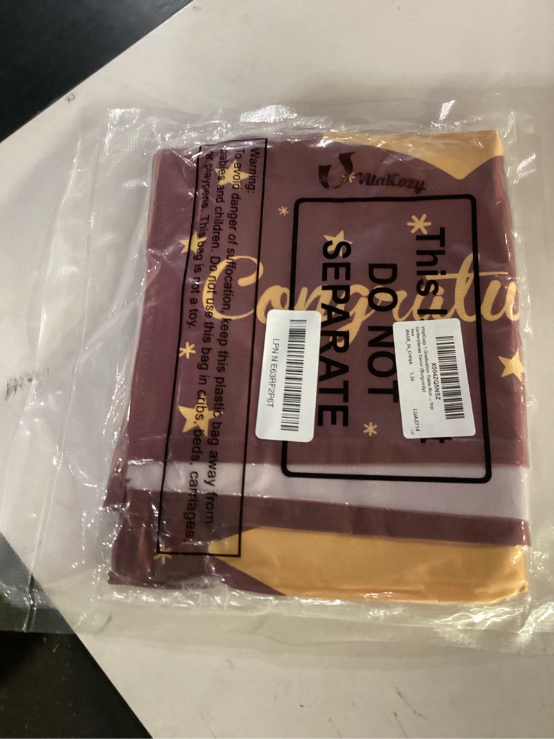 Condition photo showing New/Like New for vitalcozy graduation table runner 12 x 108 inch grad cap satin table runner graduation party decorations for home tabletop centerpieces decor(burgundy,1)
