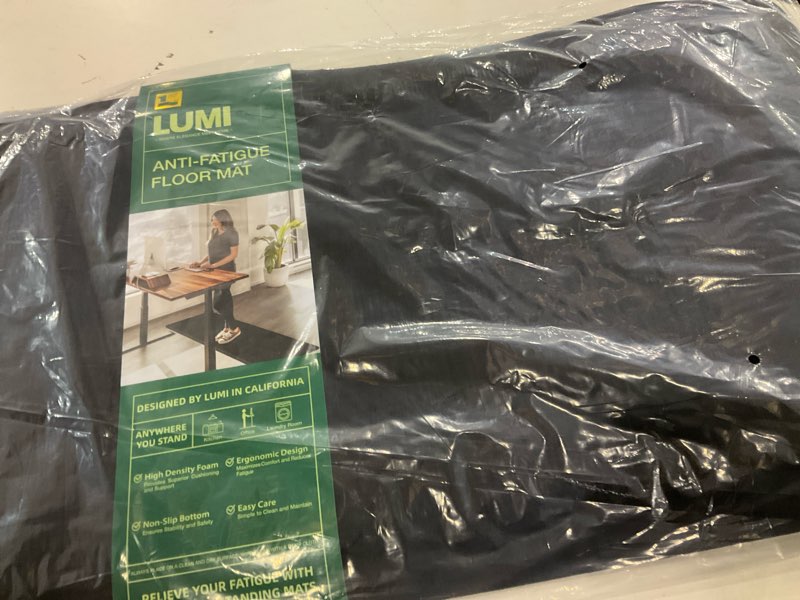 Condition photo showing New/Like New for LUMI Anti Fatigue Cushioned Comfort Mats for Standing, 3/4 Thick Ergonomic Mats for Desk Office, Non-Slip, Ultra Soft, Memory Foam Rugs for Home, Kitchen, Laundry, 20"x39", Black Black 39"L x 20"W x 0.8"Th