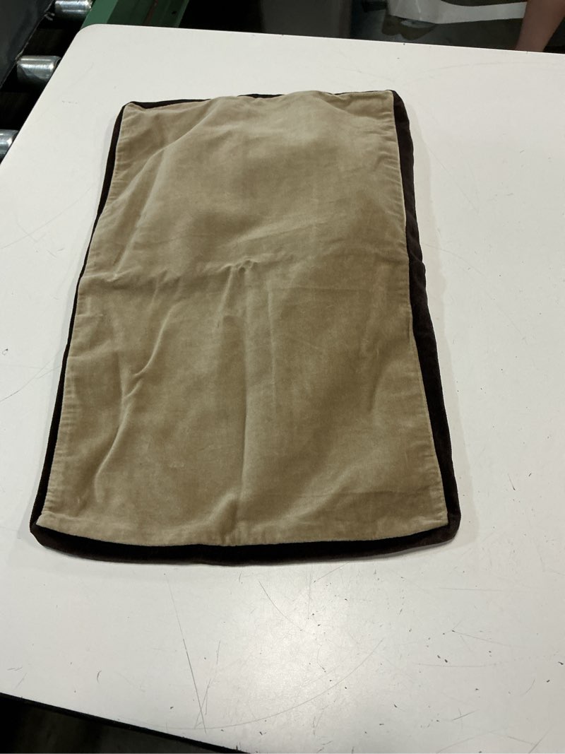 Condition photo showing Good Condition for contrast velvet edge pillow cover 12x20, taupe/espresso