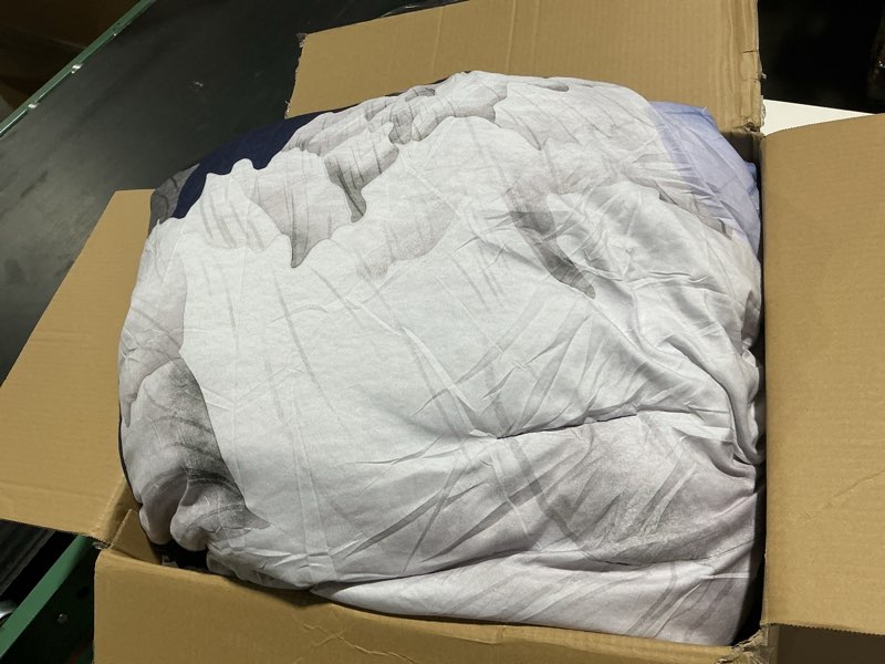 Condition photo showing As Is for Dobuyly Navy Blue Comforter Set Queen Size 7 Piece Bed in a Bag, Floral Comforter Set with Sheets, Soft Microfiber Botanical Flowers Complete Bedding Set for All Season Queen Navy Blue