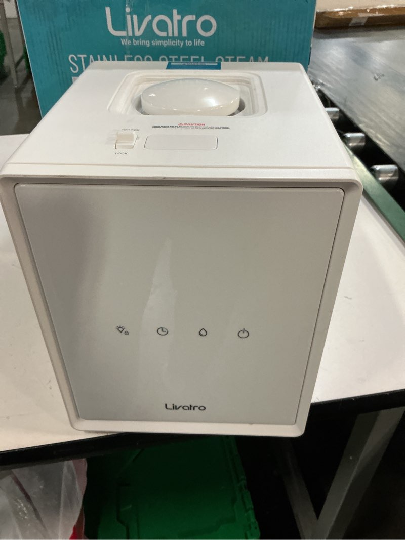 Condition photo showing As Is for Stainless Steel Humidifier, 3L Warm Mist Humidifier, Easy Clean with Warm Steam Humidifier, Healthy Air Mist Humidifiers for Bedroom Living Room, with Sleep Mode and Auto-off Setting 3LWhite