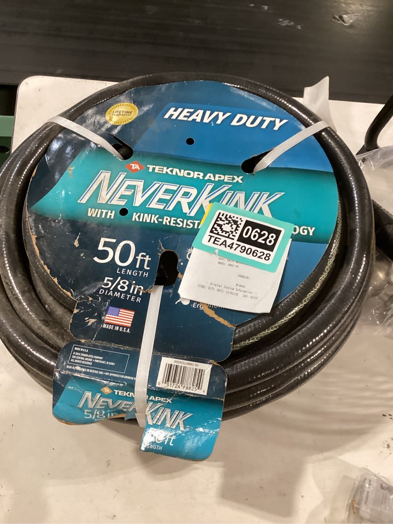 Condition photo showing As Is for neverkink teknor apex 5/8-in x 50-ft heavy kink free vinyl gray coiled hose