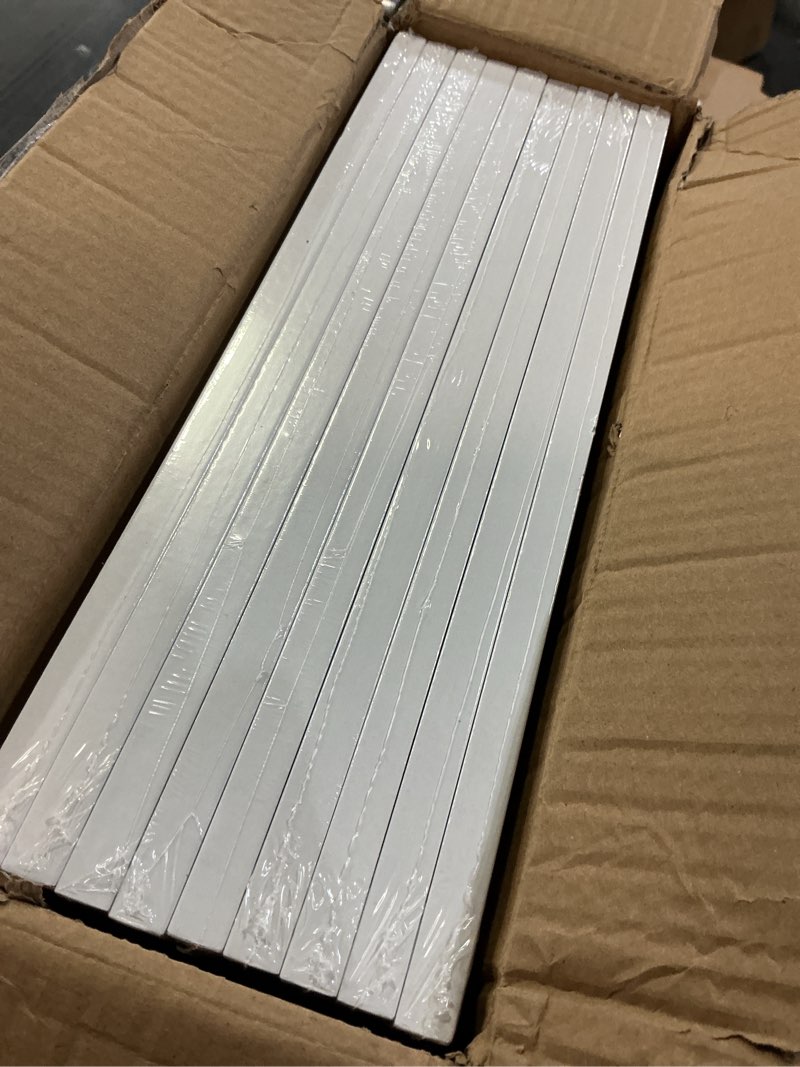 Condition photo showing New/Like New for eletecpro 12x12 Picture Frames Set of 9 with Mat for 8x8 Photos or without Mat for 12x12, Square Gallery Wall Decor Collage for Picture Display, White Frame Set for Wall Hanging White 12x12