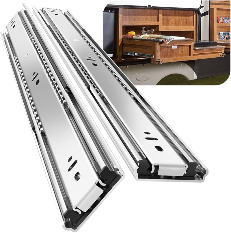 BAIDICE 1 Pair Soft Close Stainless Steel Full Extension Drawer Hardware Slides 100 lb Load Capacity