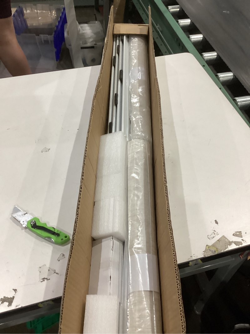 Condition photo showing Good Condition for panel track blinds, vertical blinds for sliding glass doors, extendable track from 45 3/4" to 82 5/8" w, cuttable panel curtains up to 96 inches high, light filtering - linen light filtering linen (45 3/4" - 82 5/8") w x 96"h