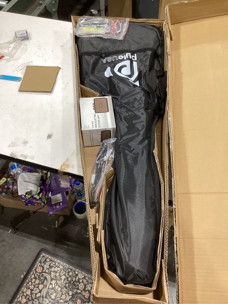 Condition photo showing New/Like New for Pyle Electric Guitar and Amp Kit - Full Size 39" Complete Starter Kit with Wearable Bluetooth Amplifier, 1/4” Cable, Carry Case, Strap, Strings, Picks, Cleaning Cloth, ST-Style Pickups (Natural) Natural ST Style