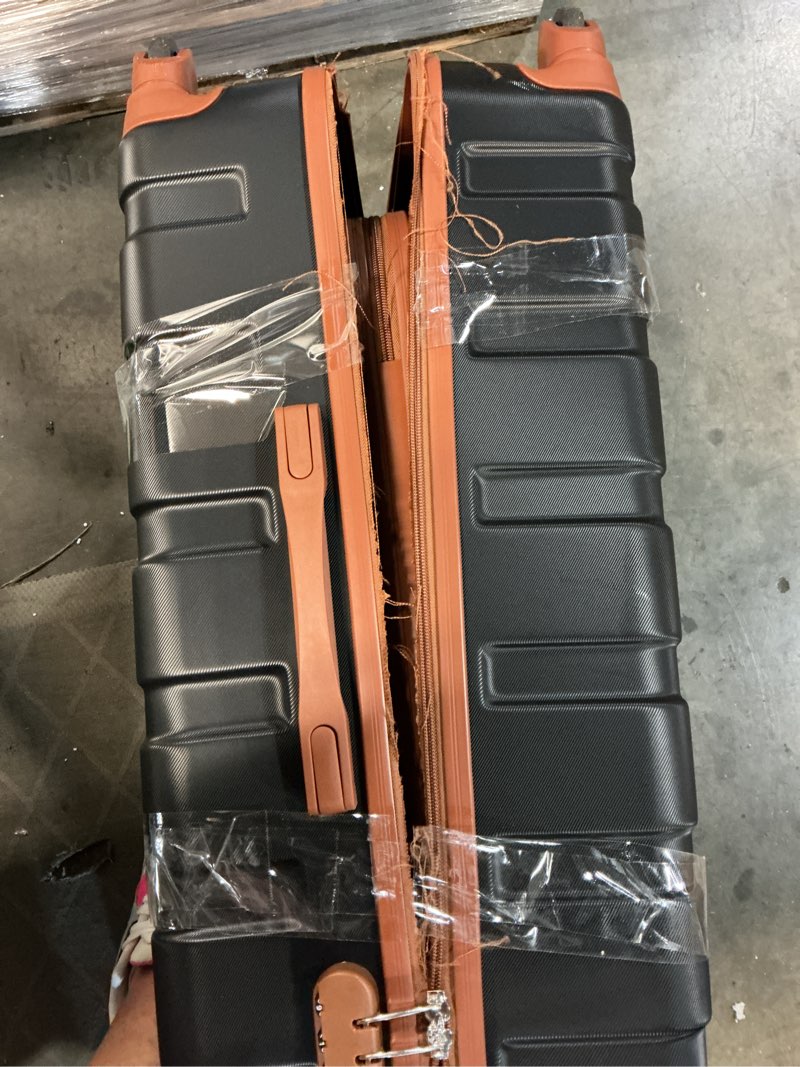 Condition photo showing As Is for coolife luggage 3 piece set suitcase spinner hardshell lightweight tsa lock apricot black 20in24in28in