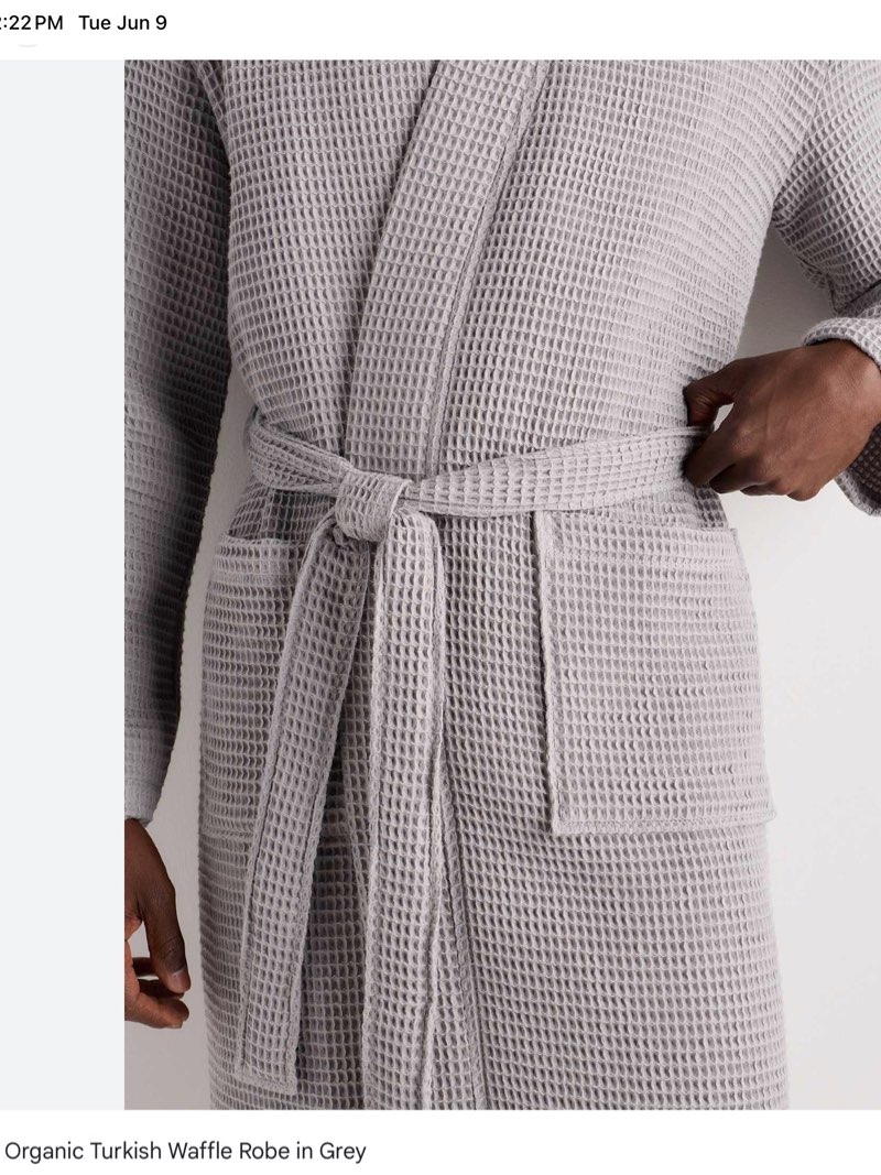 organic turkish waffle robe in grey size l