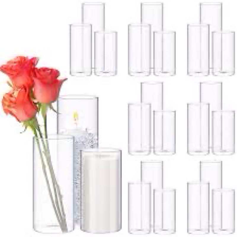 Didaey Glass Cylinder Vases Clear Glass Flowers Vase Decorative Floating Candles Holders Table Centerpieces for Wedding Party Event Office, Assorted Size (18 Pcs,3.4 x 6 in, 3.4 x 8 in, 3.4 x 10 in)