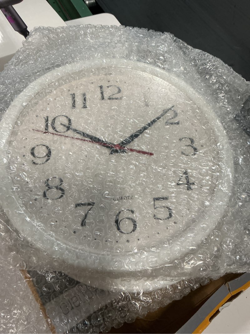 Condition photo showing Good Condition for bernhard products white wall clocks, 2 pack silent non ticking - 12 inch quality quartz battery operated round easy to read home/office/classroom/business/kitchen/school clock white 12 inch - 2 clocks