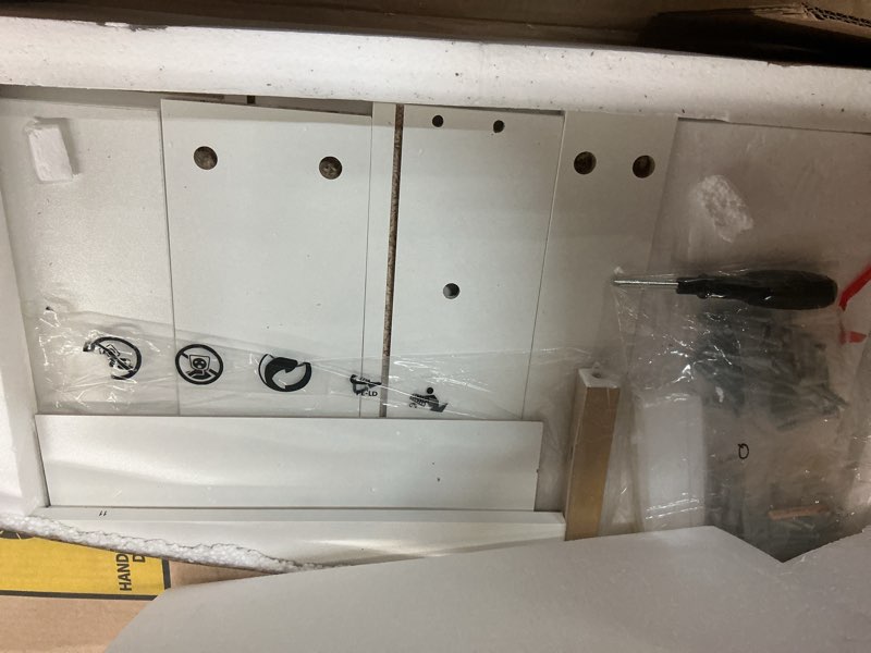 Condition photo showing Good Condition for COMHOMA Vanity Desk with Mirror and Lights, Makeup Vanity Table with 4 Drawers & Storage Shelves, Large HD Mirror, 3 Color Modes & Adjustable Brightness, Modern Dressing Table for Bedroom, Pearl White Pearl-white Large