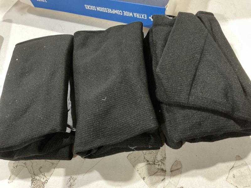 Condition photo showing New/Like New for doctor's select 3 pairs plus size compression socks wide calf - up to 6xl | 20-30 mmhg compression socks for women wide calf | black 3 pairs - black 4x-large