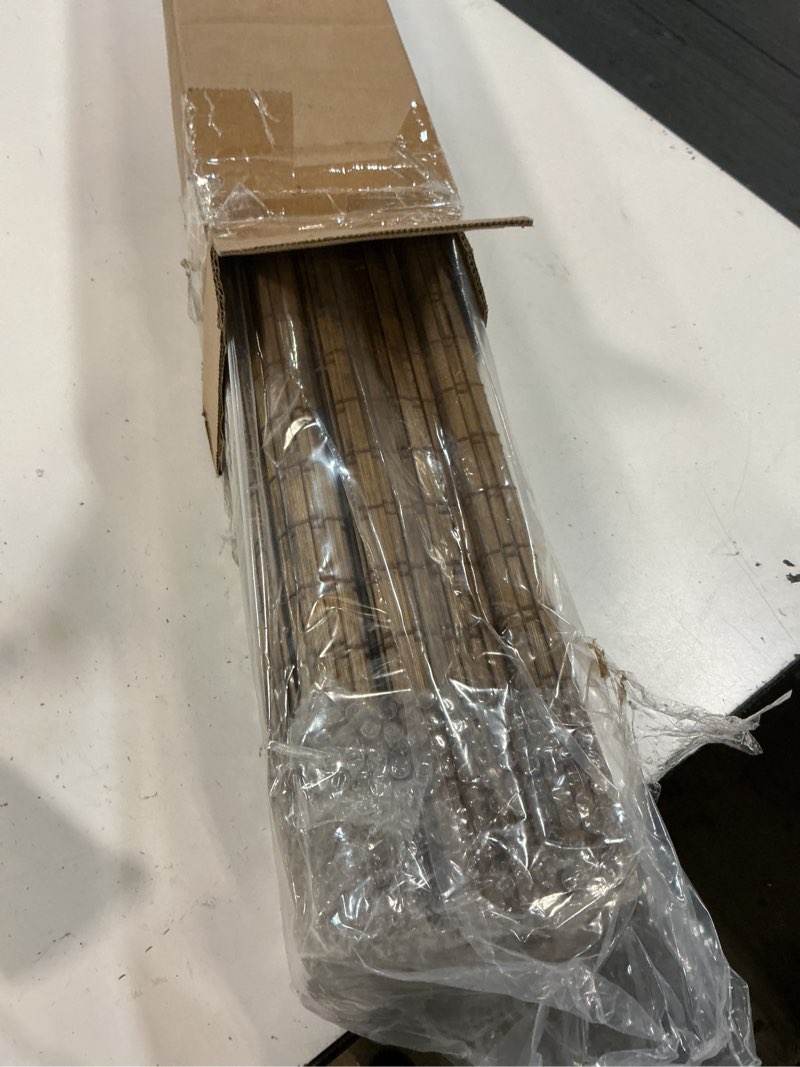 Condition photo showing Good Condition for lazblinds cordless blackout bamboo roman shades, room darkening blinds for interior windows, thermal insulated roll up bamboo blinds for home & patio, 34" w x 64" h, papara carbon blackout - papara carbon 34" w x 64" h