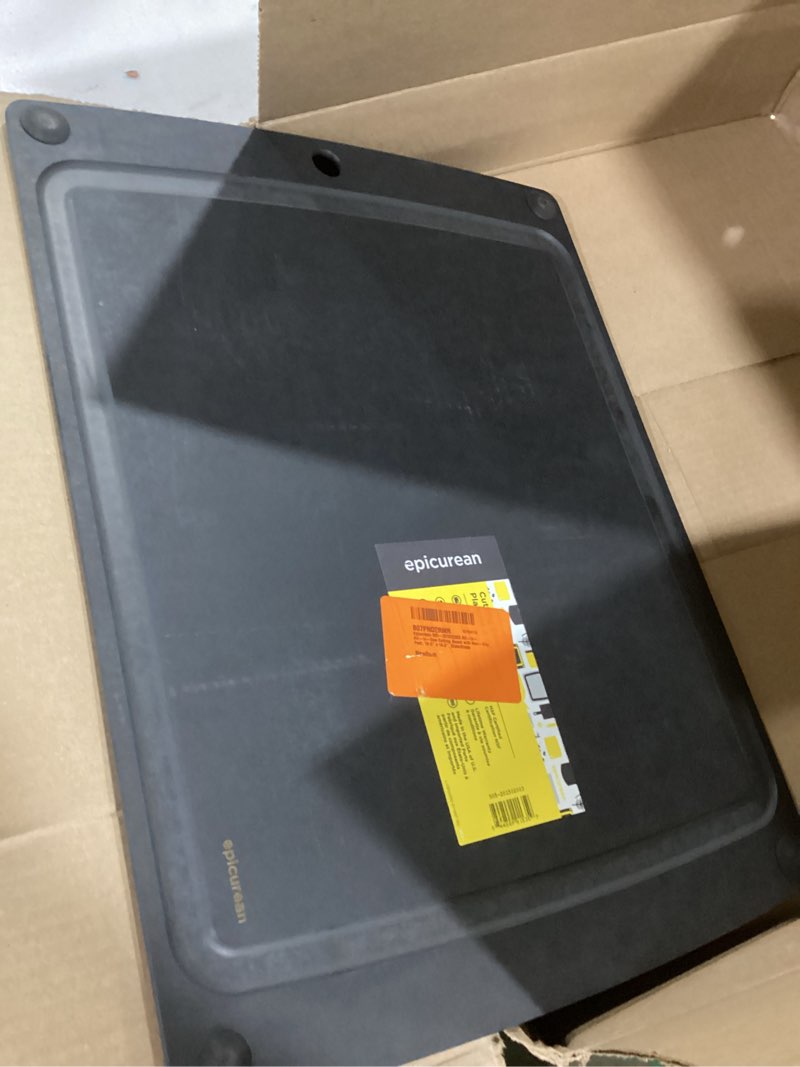 Condition photo showing As Is for Epicurean 505-201502003 All-In- All-In-One Cutting Board with Non-Slip Feet, 19.5" x 14.5", Slate/Black 19.5"L x 14.5"W Slate/Black