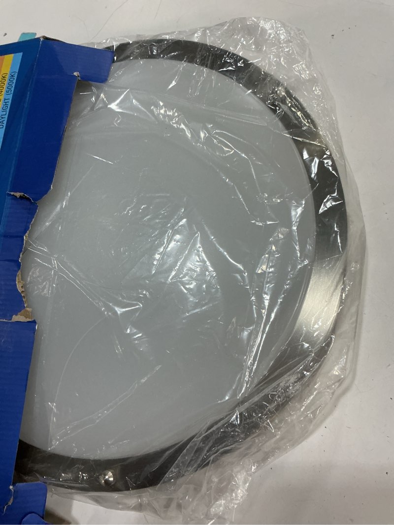 Condition photo showing As Is for LEDYOND 15in Dimmable Flush Mount Ceiling Light 2000 Lumen, 5 Color Temperatures 2700K-5000K & 10%-100% Smooth Dimming, No Flicker, Easy Installation for Kitchen Bedroom Bathroom Hallway - Satin 1PK