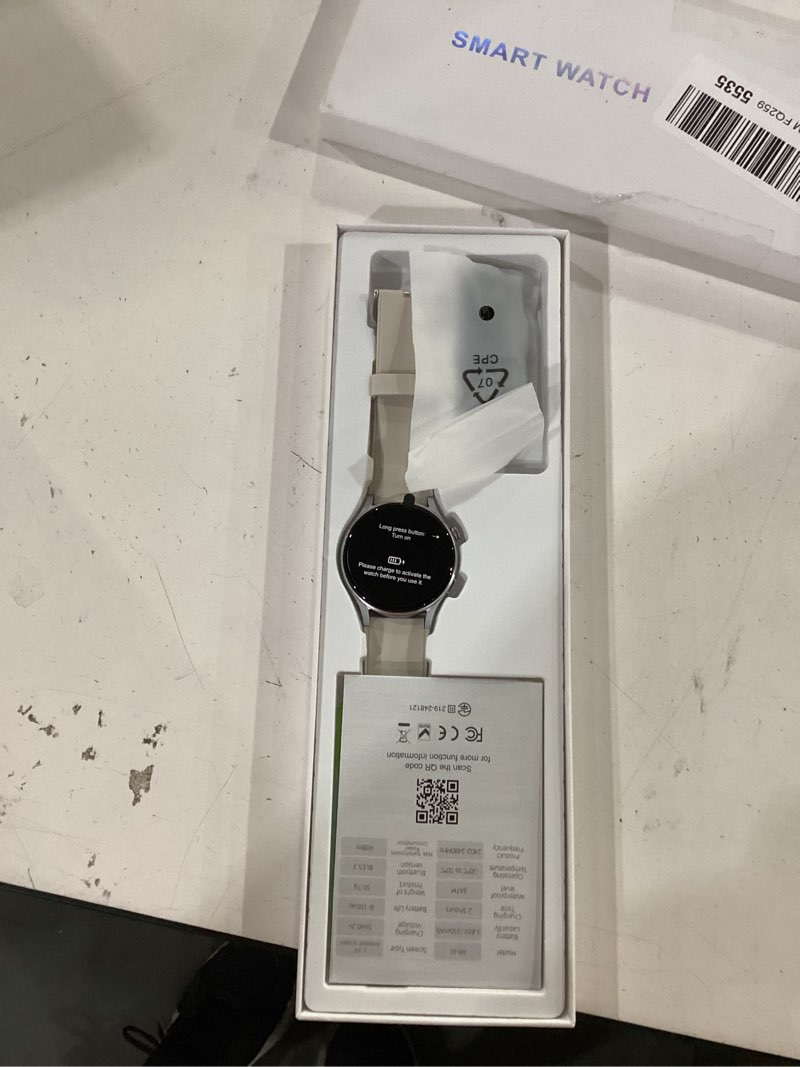 Condition photo showing New/Like New for fitpolo smart watch for men women,1.3" amoled touchscreen fitness tracker, make/answer calls, heart rate spo2 monitor, ip68 waterproof, sleep & activity tracking smartwatch for android phones iphone grey