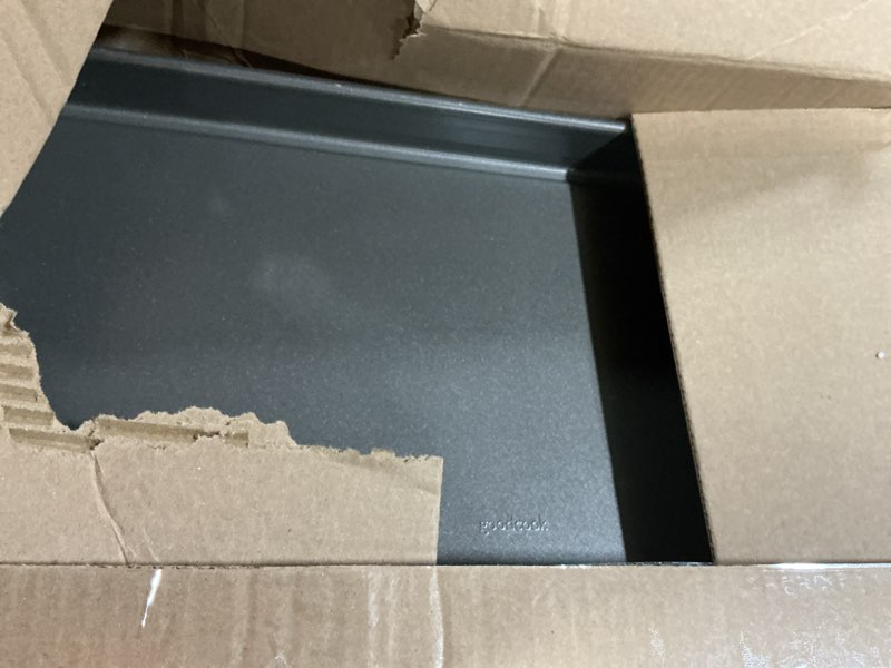 Condition photo showing Good Condition for goodcook everday nonstick carbon steel 15” x 21” baking sheet set, 2 pack – extra-large carbon steel cooking pans, bakeware set, cookie sheets for baking, oven pan set 15" x 21" (2-piece set)