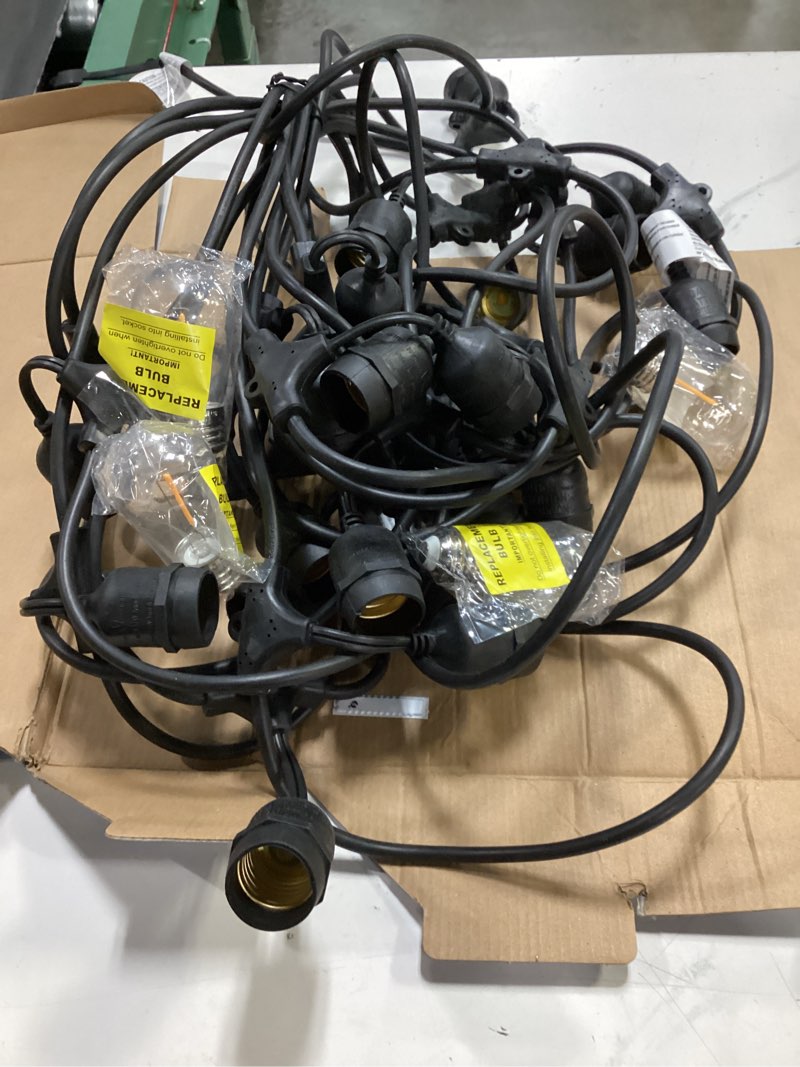 Condition photo showing As Is for harbor breeze 48-ft plug-in black indoor/outdoor string light with 24 white -light led edison bulbs