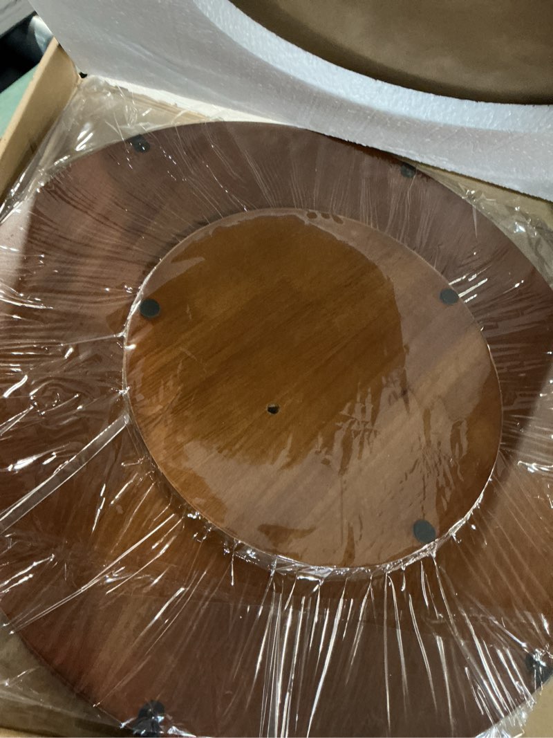 Condition photo showing New/Like New for farmhouse oak 18" lazy susan turntable organizer for cabinet, round wooden lazy susan organization and storage for dining table, pantry, kitchen, countertop, cupboard,home decor, walnut wood (18") walnut 18 inches