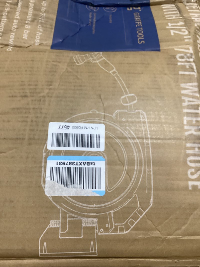Condition photo showing Good Condition for giraffe tools hose reel 1/2‘’ 78 ft, heavy duty retractable garden hose reel with any length lock, slow return system, wall mounted and 180 deg swivel bracket 1/ 2"78 ft
