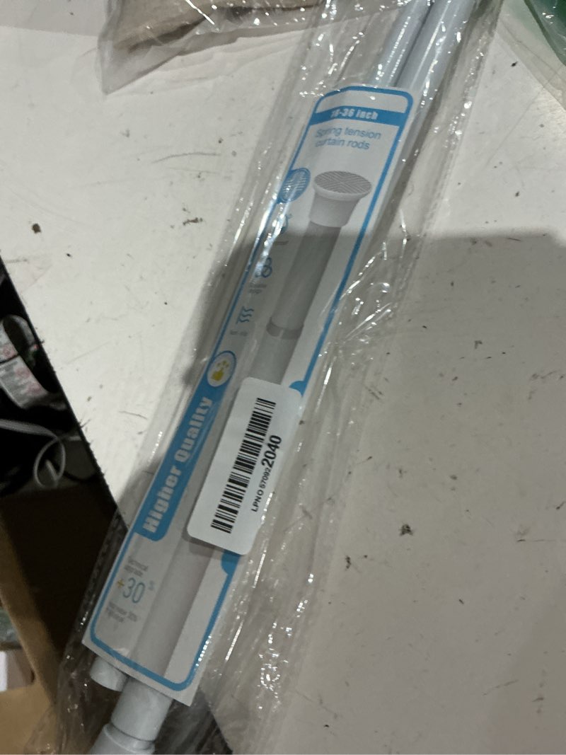 Condition photo showing Good Condition for mexau white tension curtain rods18 to 36 inch,small curtain rods no drilling,short tension rod,adjustable spring rod for windows,door,closet 18-36inch-1p white