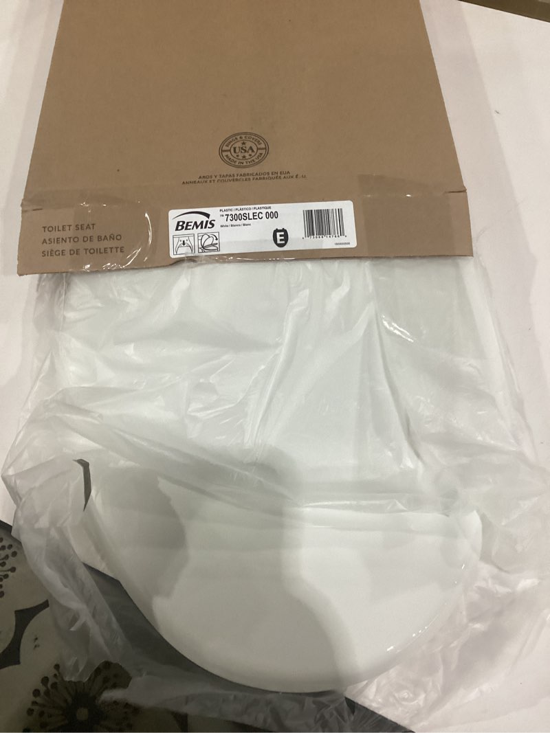 Condition photo showing As Is for bemis 7300slec slow close toilet seat, easy clean hinges and durable plastic seat, made in usa, elongated, white