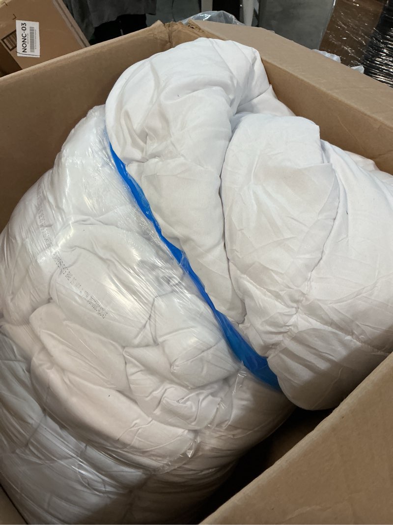 Condition photo showing As Is for Dorrin Nessin Down Alternative Comforter Super King Size 120x120 All Season Duvet Insert, Ultra Soft Double Brushed Microfiber Quilt Cover, Classic Box Stitched with Corner Tabs, White Color Super King-120x120 Solid White