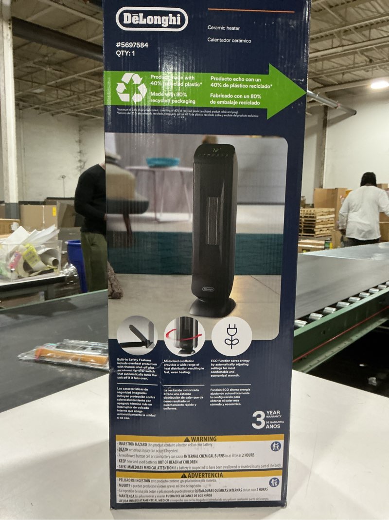 Condition photo showing As Is for DeLonghi 1500 -Watt Ceramic Tower Indoor Electric Space Heater with Thermostat with