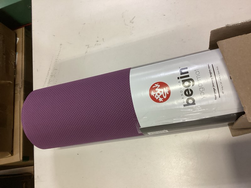 Condition photo showing Good Condition for Manduka Begin Yoga Mat 68" - 5mm Cushioning | Comfortable, Lightweight & Reversible with Alignment Stripe | Budget-Friendly | 68 x 24 inches Lavender Purple Mat