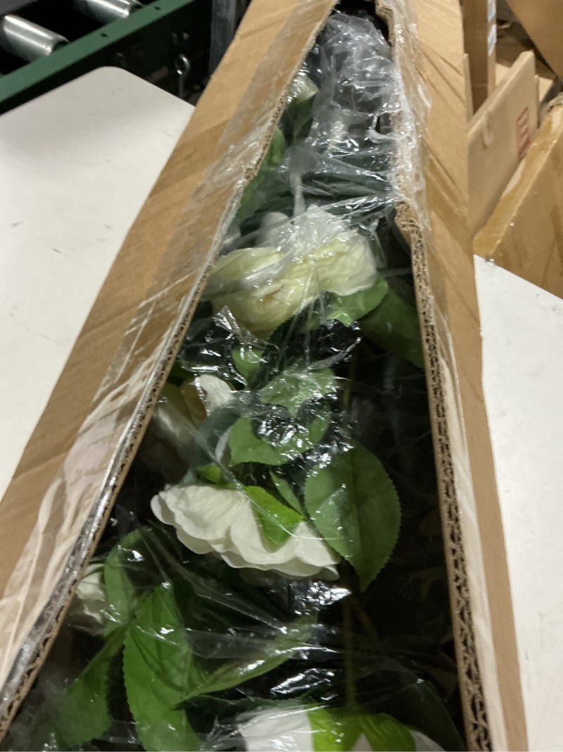 Condition photo showing Good Condition for hananona 2 pcs artificial camellia trees faux camellia plant in pot with flowers indoor plants for spring home decor outdoor porch front door decor (white, m) white medium