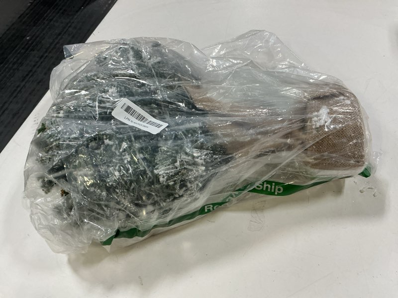 Condition photo showing As Is for Mini Christmas Tree-with Lights,2ft Pre Lit Artificial Small Christmas Tree Snow Flocked Tree with 24pcs DIY Decorations Tabletop Christmas Green