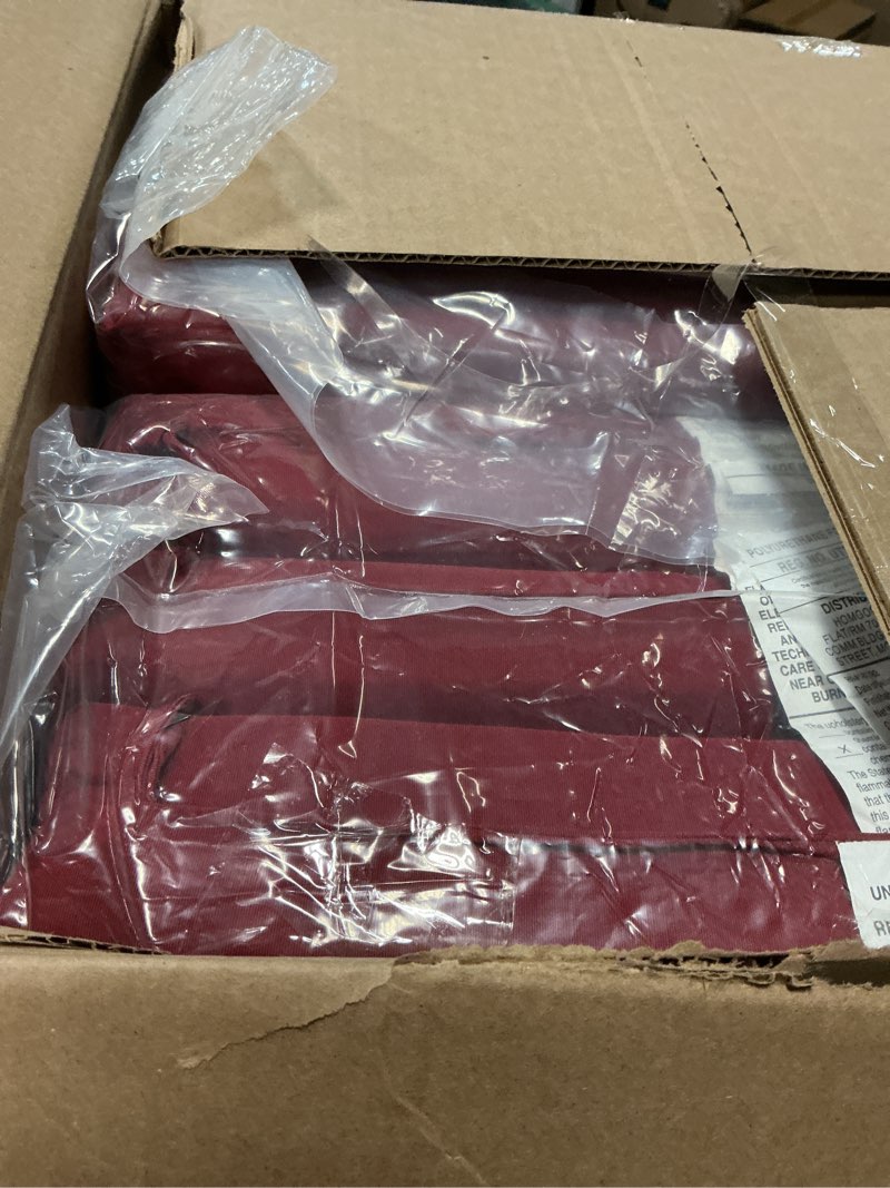 Condition photo showing New/Like New for downluxe outdoor chair cushions set of 6 for patio furniture, water-resistant square corner patio chair cushions with ties, high density foam outdoor seat cushion, 18.5" x 16" x 3", burgundy burgundy 18.5x16x3 inch (pack of 6)