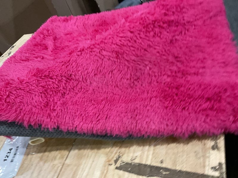 Condition photo showing Good Condition for qulint hot pink area rug for bedroom, flu  shag rug for living room fuzzy plush small carpet for nursery kid room, shaggy alfombras para habitacion for home decor hotpink (rectangular)