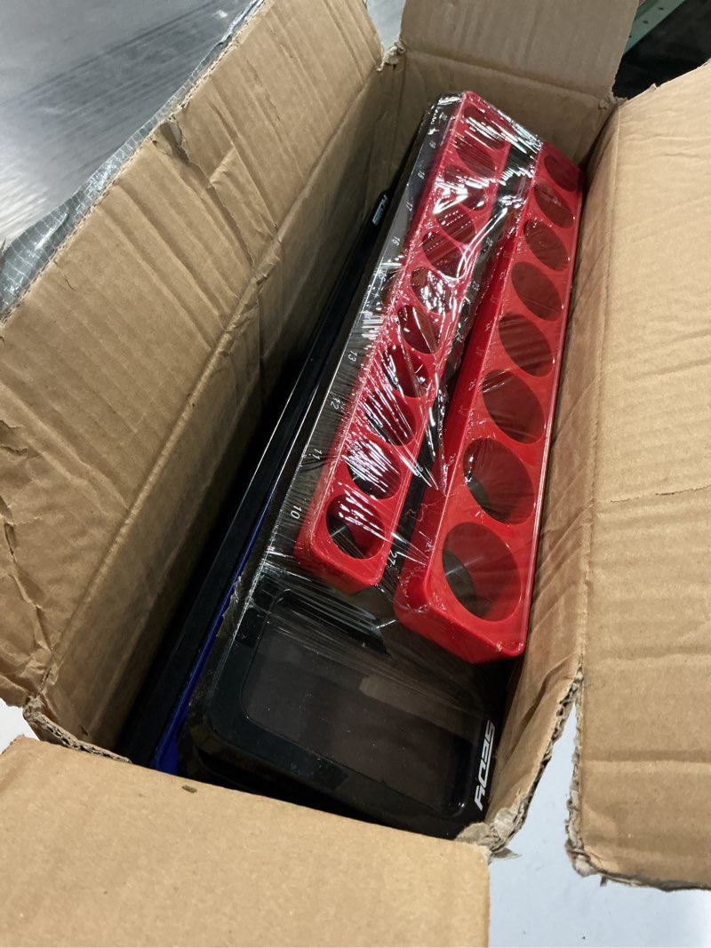 Condition photo showing New/Like New for Magnetic Socket Holder Organizer Set: 6-Piece Detachable 1/2 3/8 1/4 Drive Sockets Storage Tray Magnetic Socket Organizer Tool Box Drawer Tool Box Organizers Storage Metric SAE (Sockets Not Included) New Version – Metric & SAE