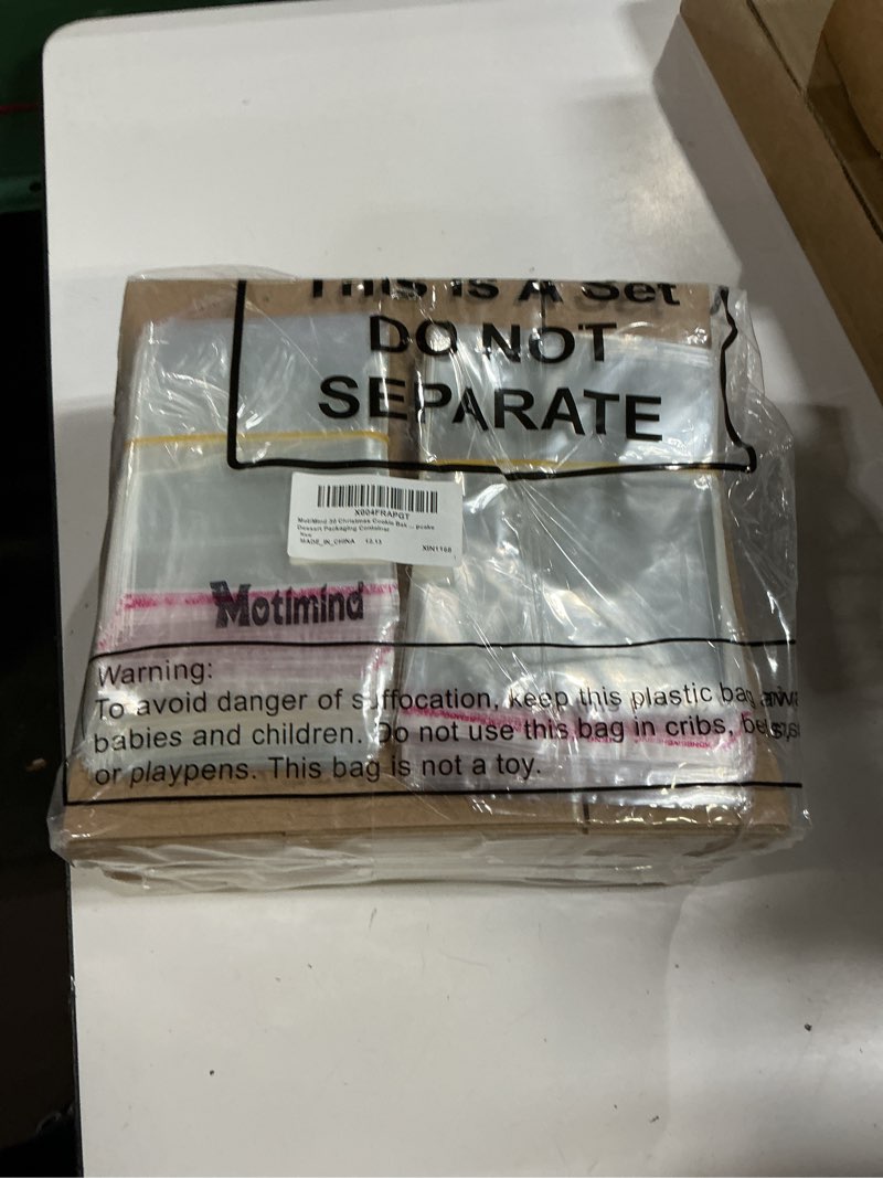 Condition photo showing New/Like New for Cookie Bakery Box with Clear Cookie Bag Set, 8" x 6" x 2.5" Bakery Box with Window Bulk Clear Treat Bag for Holiday Xmas Gift Donut Cupcake Dessert Packaging Container 30