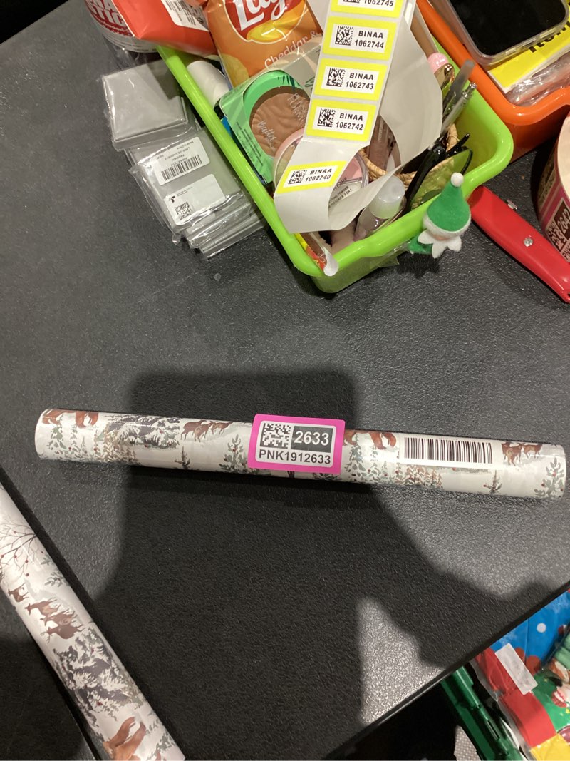 Condition photo showing New/Like New for RayofSun Christmas Wrapping Paper 4 Rolls 17inx16.5Ft, Pink & Green Gingerbread Men, Santa Claus, Blue Owl, Red Car Design, Gift Wrapping Paper Rolls,Vintage Kids Xmas Gift Wrap Paper A-4 Rolls 17in*16.5ft