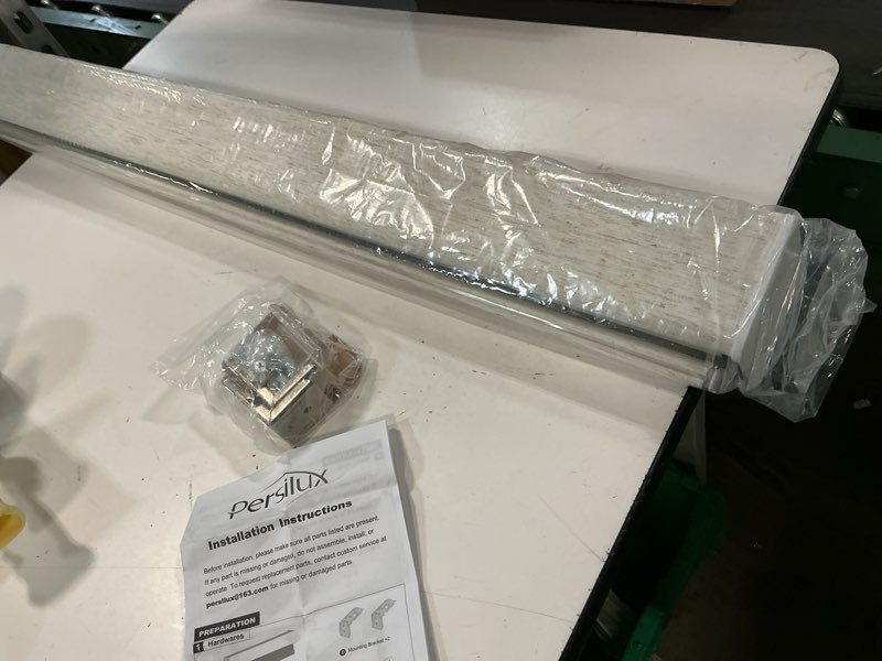 Condition photo showing As Is for persilux blackout roller shades for indoor window blinds,cordless,linen fabric,thermal insulated fabric uv protection shades for home,office,bedroom,door,blackout-cream,16" w x 64" h 16"w x 64"h blackout-cream