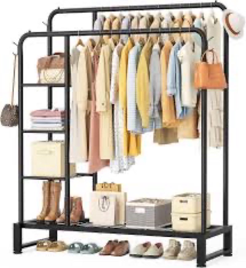 EAGMAK Double Rod Clothing Rack Load 622 LBS, Heavy Duty Clothes Rack for Hanging Clothes, 82.68 inc