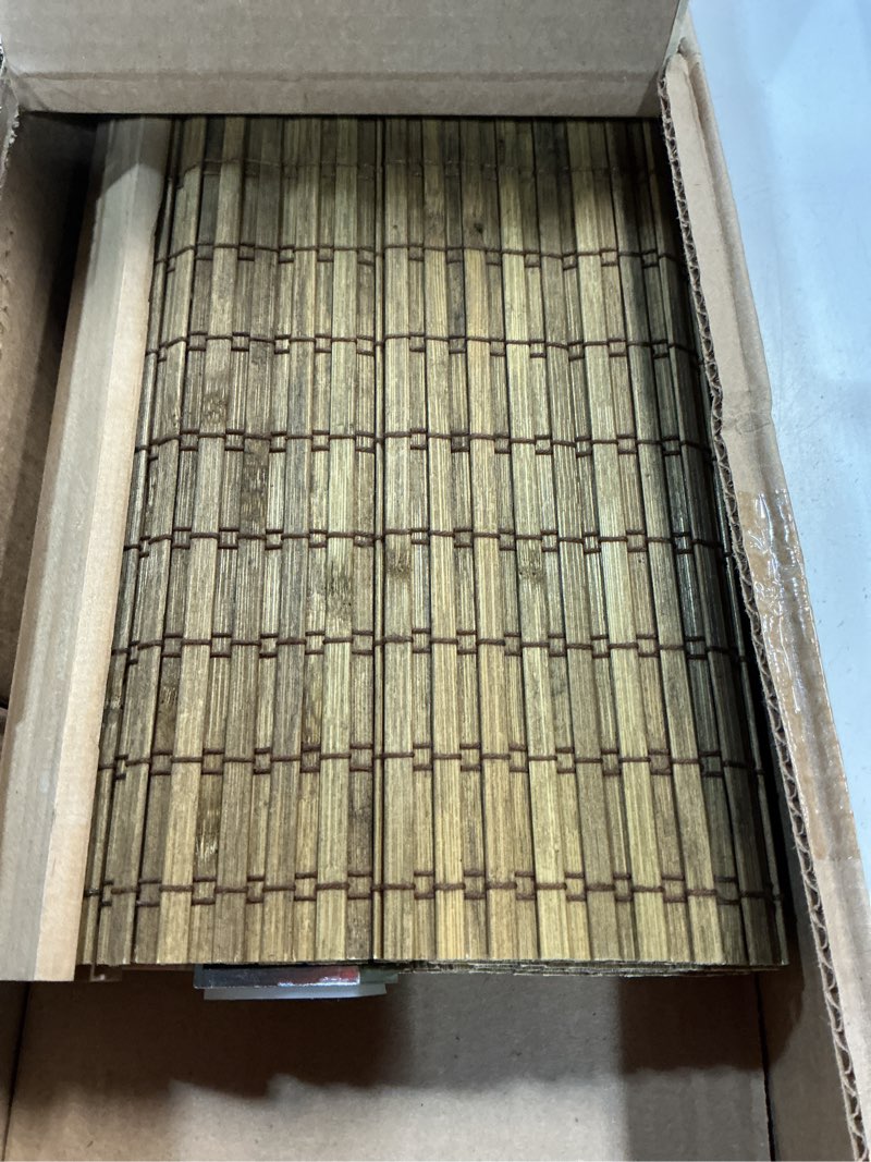 Condition photo showing Good Condition for lazblinds no tools no drill cordless bamboo roman shades, light filtering window treatment, roll up bamboo blinds for windows 20'' w x 48'' h, eastfield teak light filtering-eastfield teak 20" w x 48" h