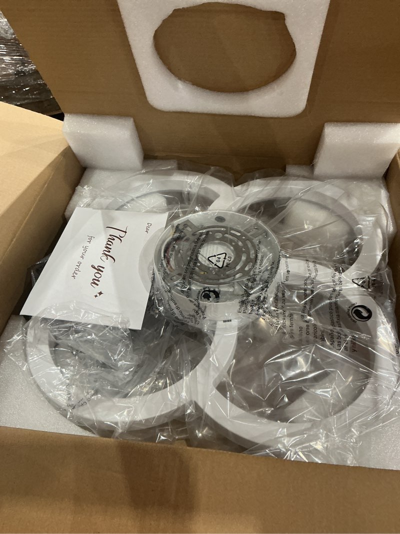 Condition photo showing Good Condition for low profile ceiling fans with lights and remote, fandelier ceiling fan flush mount, 3000k-6500k smart 5 blades led fan light, small ceiling fans with lights for bedroom, kitchen matte white 18 inch