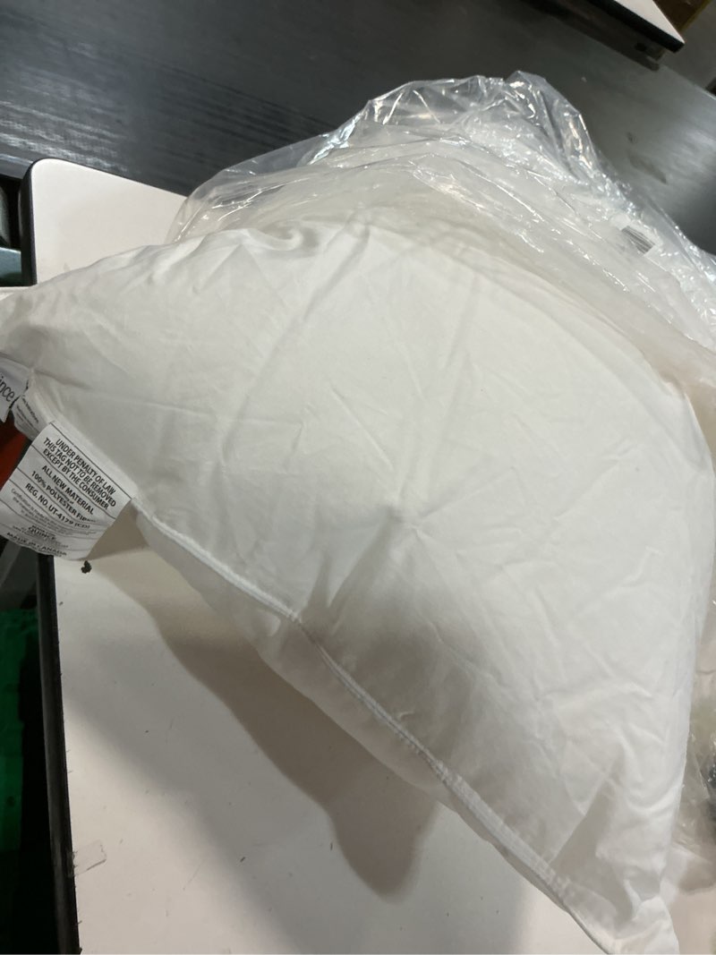Condition photo showing As Is for white goose down pillow - luxury hotel bed pillow with 100% natural goose feather down pillow for sleeping, 700tc cotton shell, standard size- firm, 1 pack